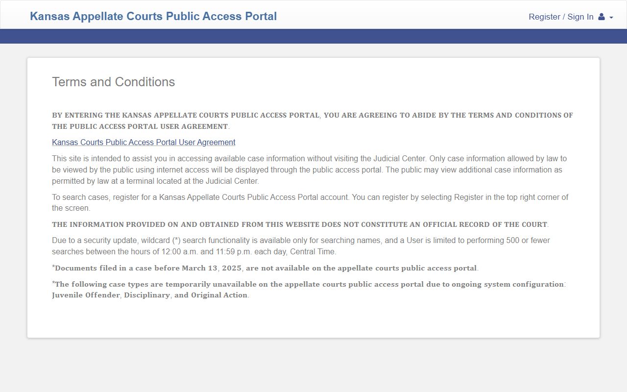 Logan County court dockets Kansas appellate courts public access portal