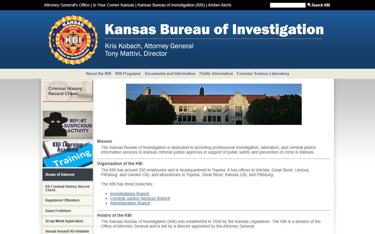 Logan County criminal court records Kansas Bureau of Investigation source