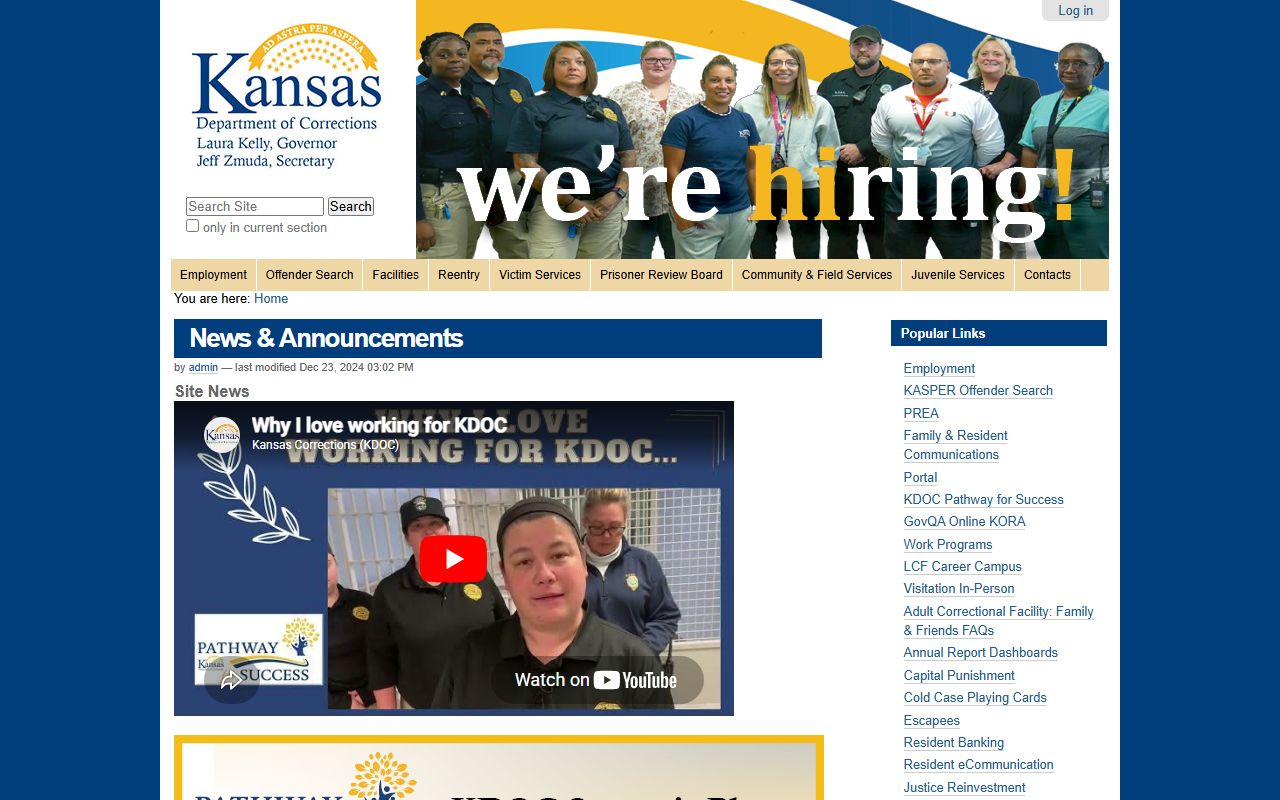 Logan County inmate records and Kansas Department of Corrections offender information