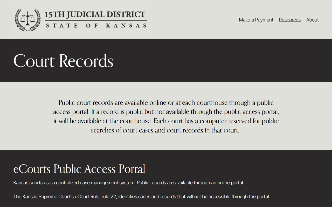 15th Judicial District court records page for Logan County court records