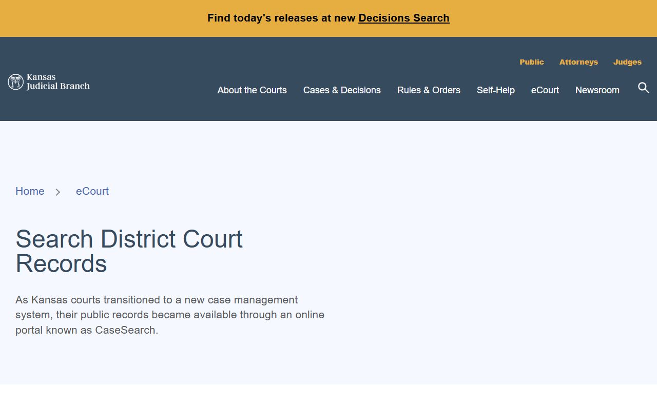 Kansas district court records page for Logan County court access