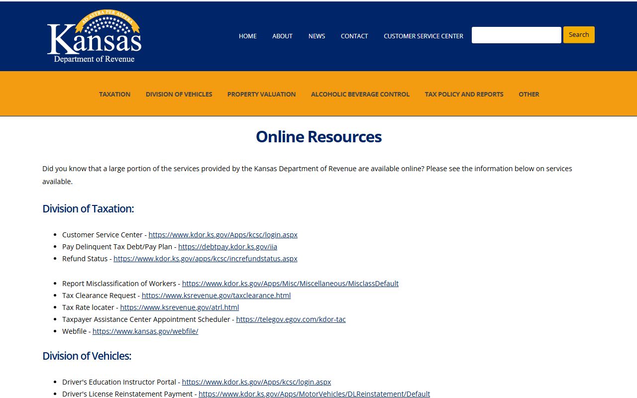 Logan County traffic court records and Kansas Department of Revenue online services