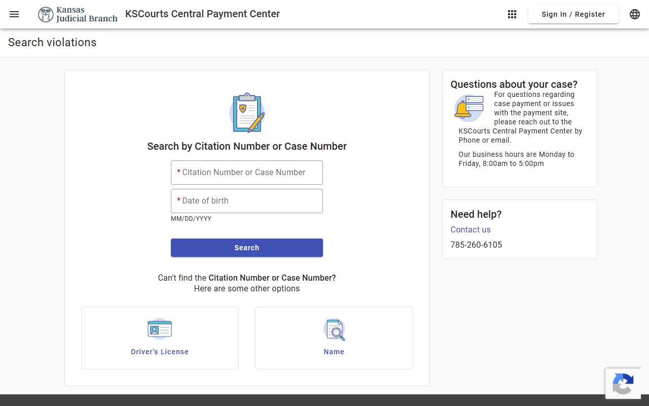 Logan County traffic court records and Kansas Central Payment Center search
