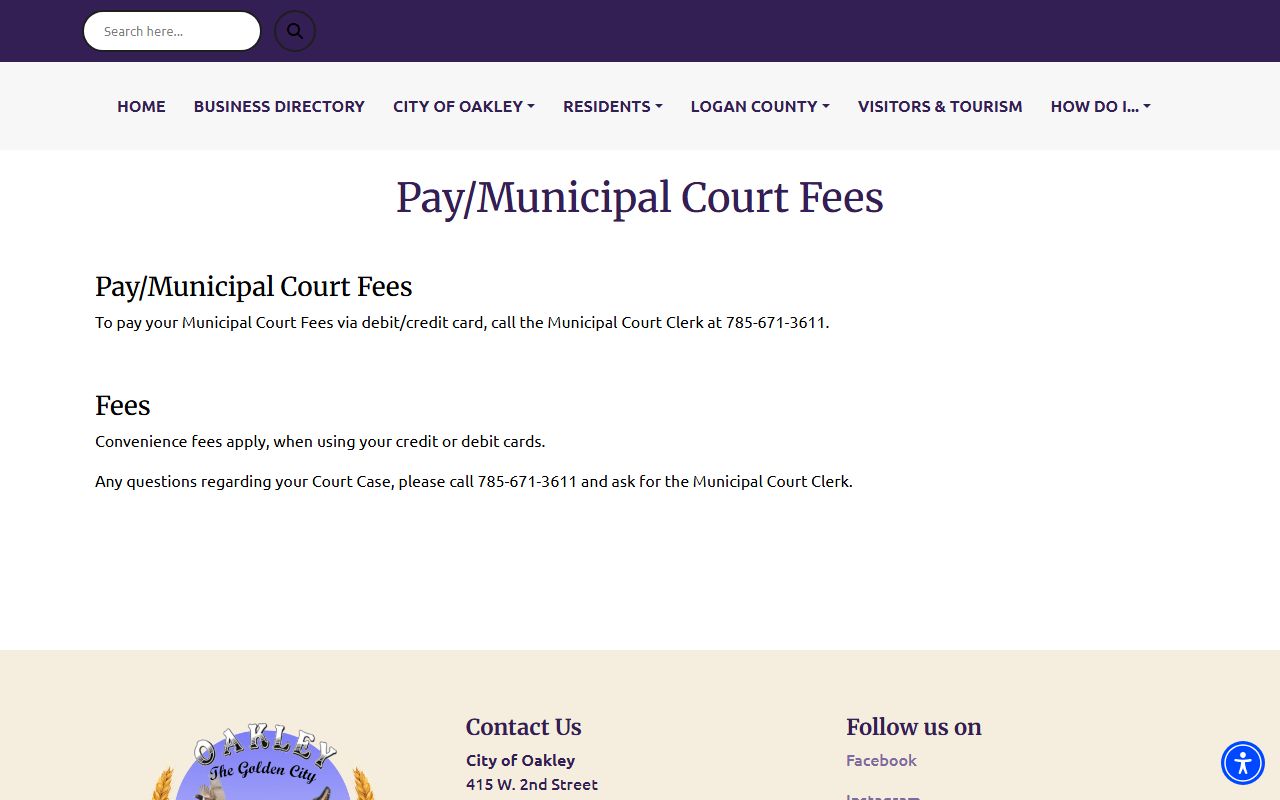 Logan County traffic court records and Oakley Municipal Court payment instructions
