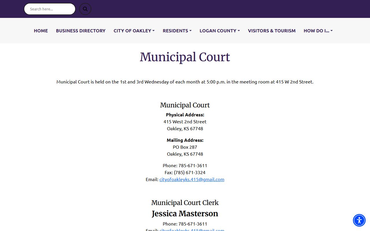 Logan County traffic court records and Oakley Municipal Court contact information